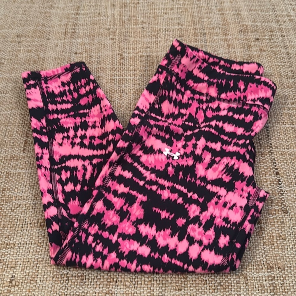 Under Armour UA Pink and Black Leggings Tie Dye Leggings Youth Large